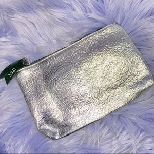 Shiny Futuristic Silver Aluminum Makeup Bag